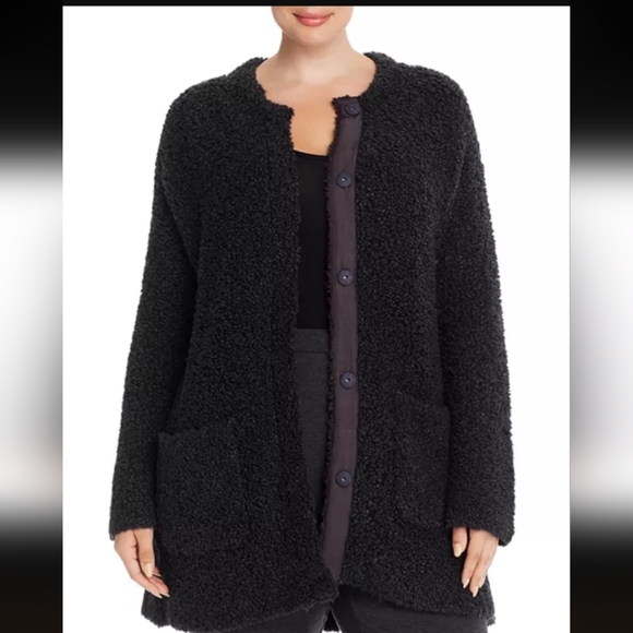 Eileen Fisher Plus Snap-Front Teddy Cardigan - Picture 1 of 5